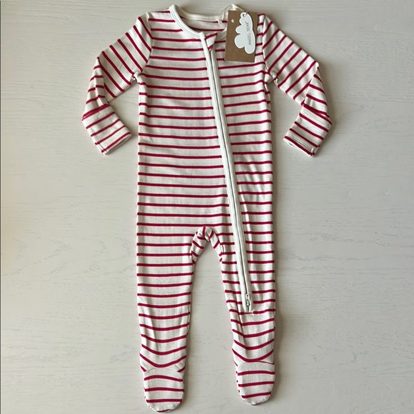 Angel Dear Other - Angel Dear Stripe Vintage Red Footie 6-9 9-12 months
